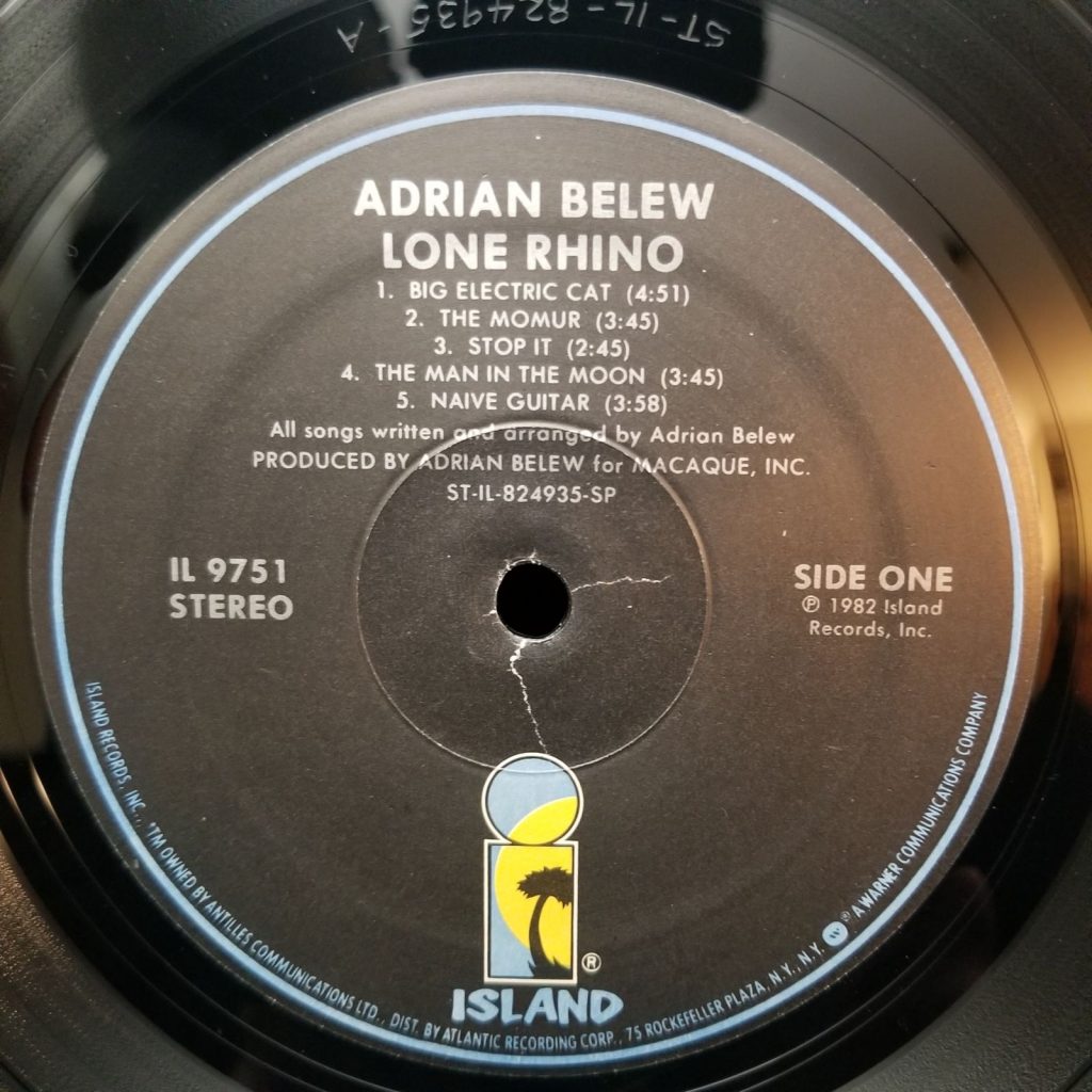 Adrian Belew – Lone Rhino LP NM 1982 Island Wild Guitar - Eclectic Sounds