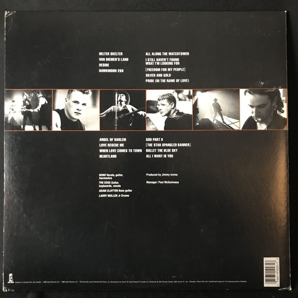 U2 Rattle And Hum 2 LP NM Gatefold 1988 Canada Press Classic Rock