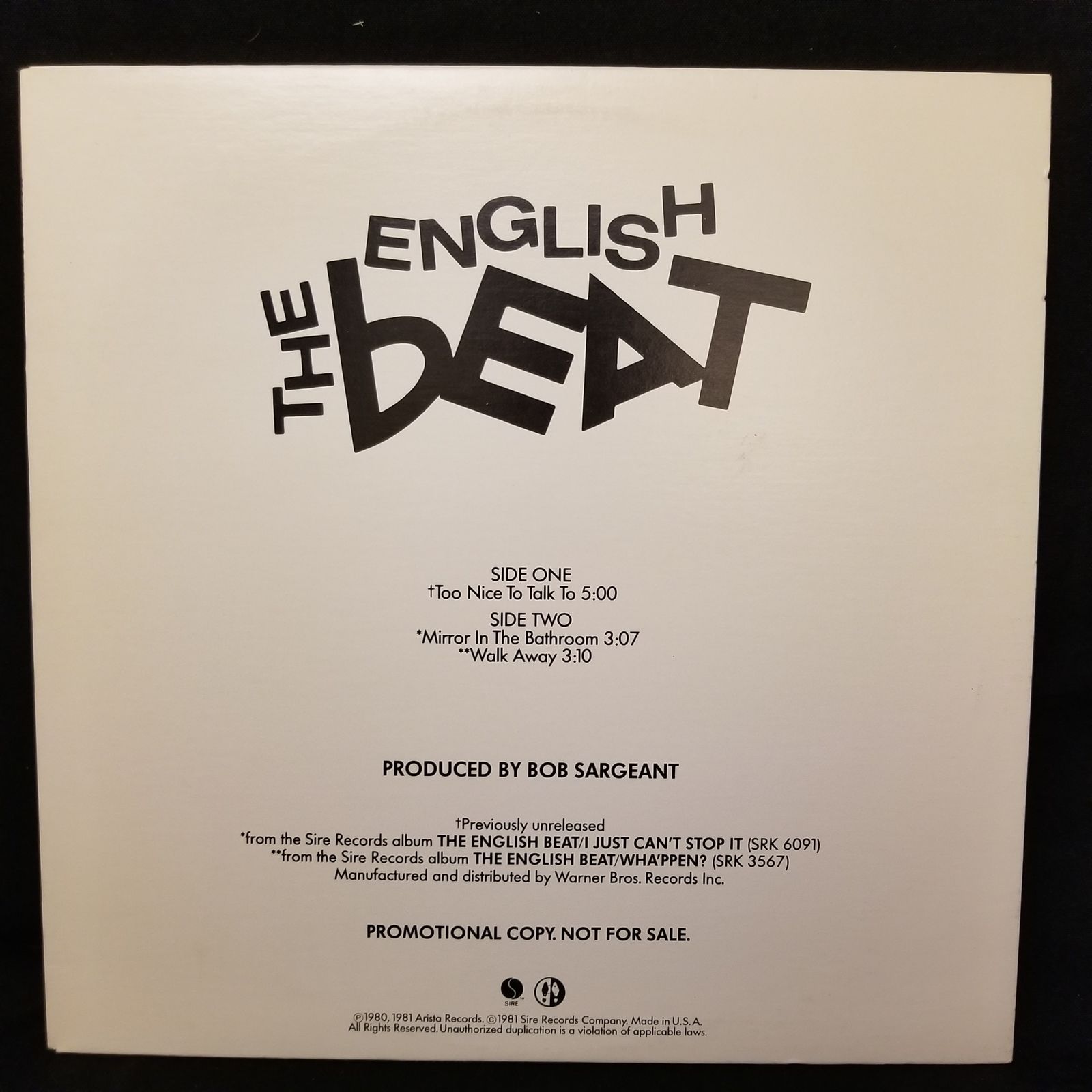 The English Beat Too Nice To Talk To 12 Lp Nm 1981 Promo Only Rock Funk Soul Ska Disco Mod 