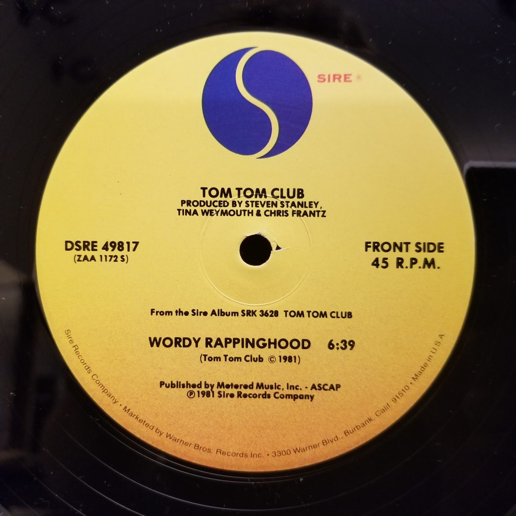 Tom Tom Club Wordy Rappinghood 12” 45 LP PROMO 1981 NM New Wave Disco