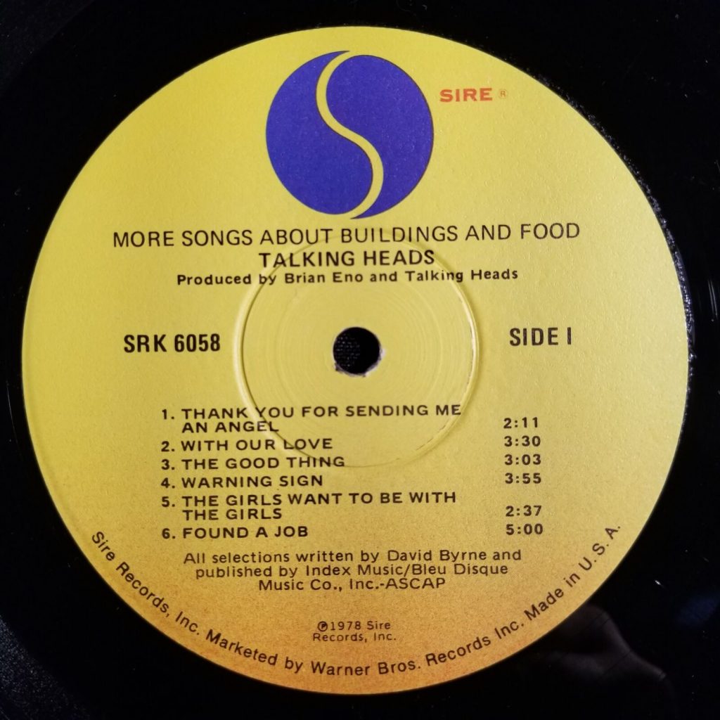 Talking Heads – More Songs About Buildings And Food LP SIRE 1978 Press ...