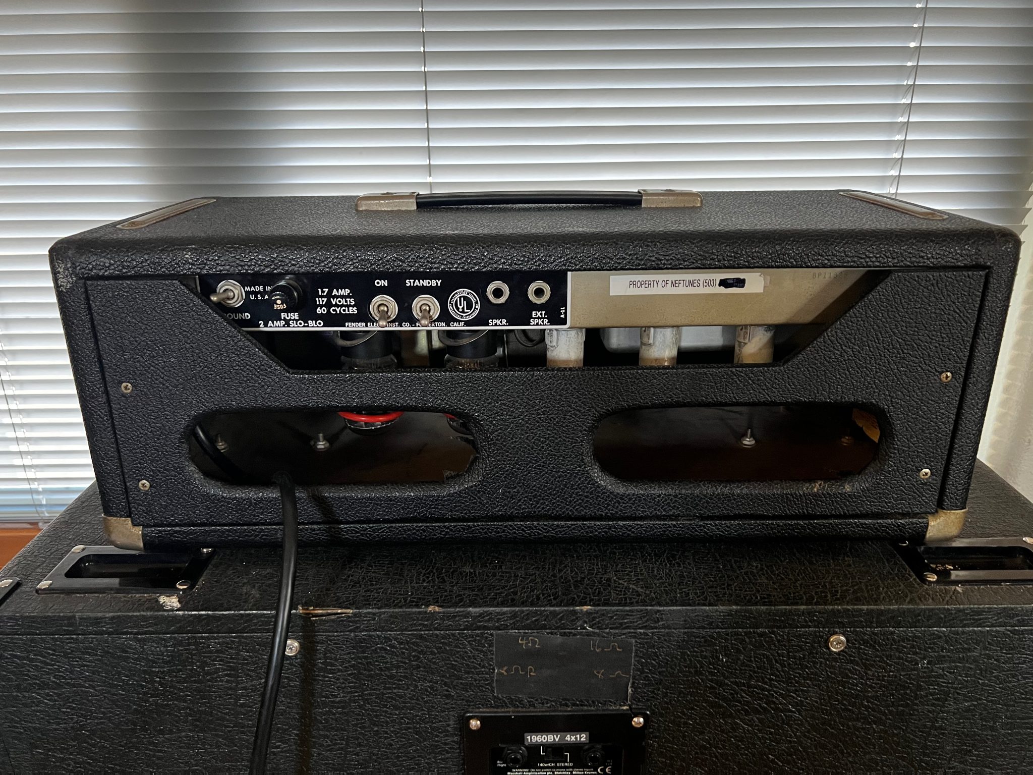 Vintage 1964 Blackface Fender Bassman Tuxedo White Knob 6G6-B 50 Watt ...