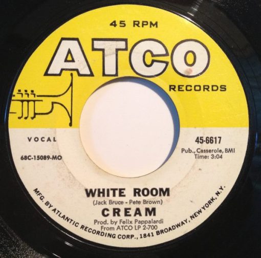 Cream (2) - White Room 7" NM or M- 1968 [Genre] V: NM/EX has original ATCO sleeve /    /  Ultrasonic Cleaned on Kirmuss for superior sonics.