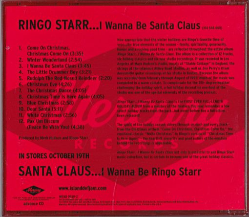 Ringo Starr - I Wanna Be Santa Claus CD M Oct 1999 [Genre] Disc is MINT and UNTOUCHED /