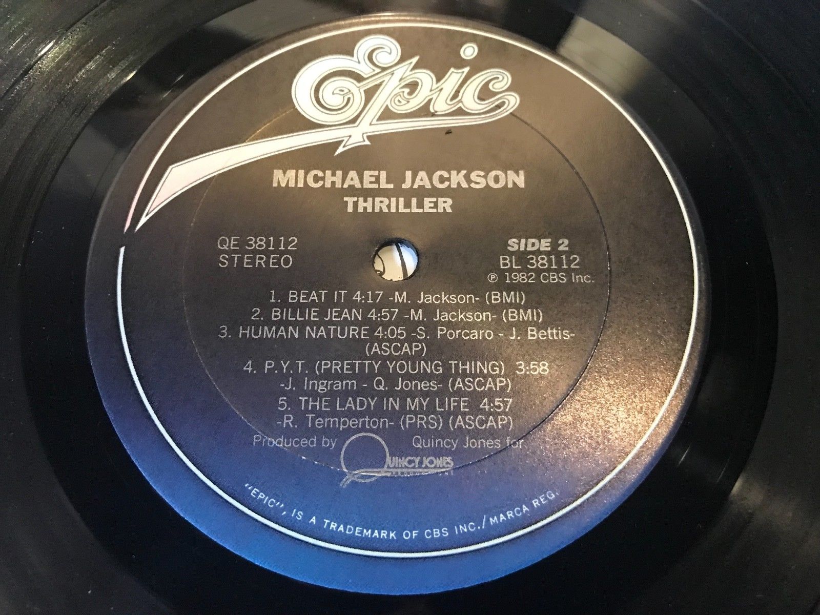 Michael Jackson Thriller LP EX/NM 1st Pressing 1982 No MJ Producer credit