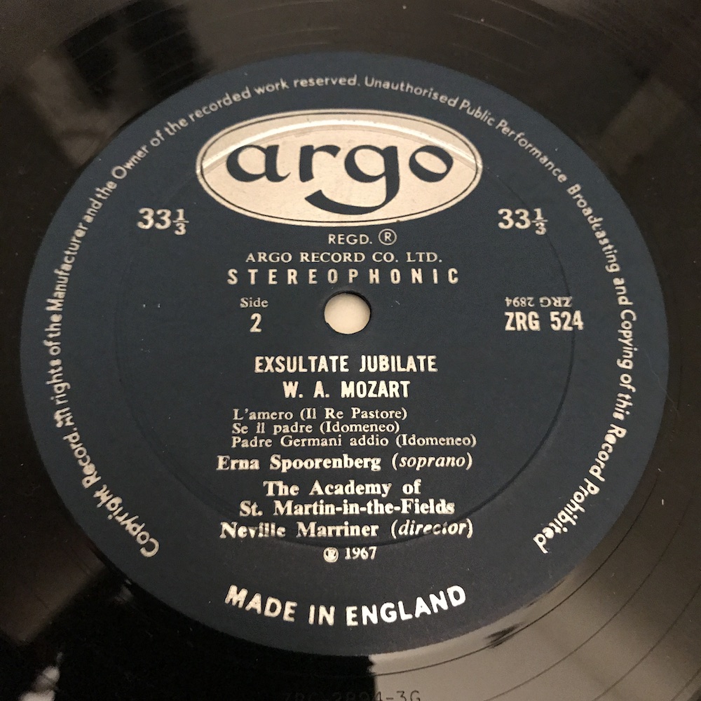 Erna Spoorenberg Mozart - Exsultate Jubilate LP NM 1967 UK Argo ...